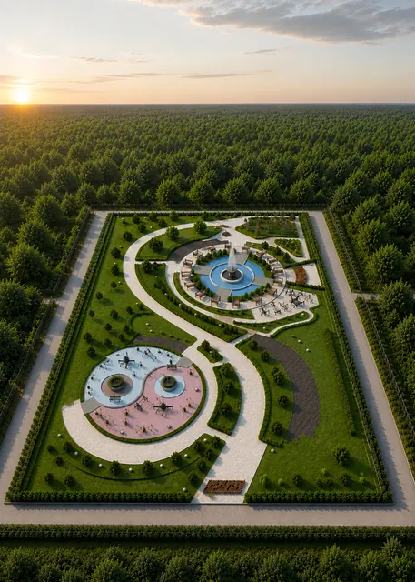 Forest park, aerial view
